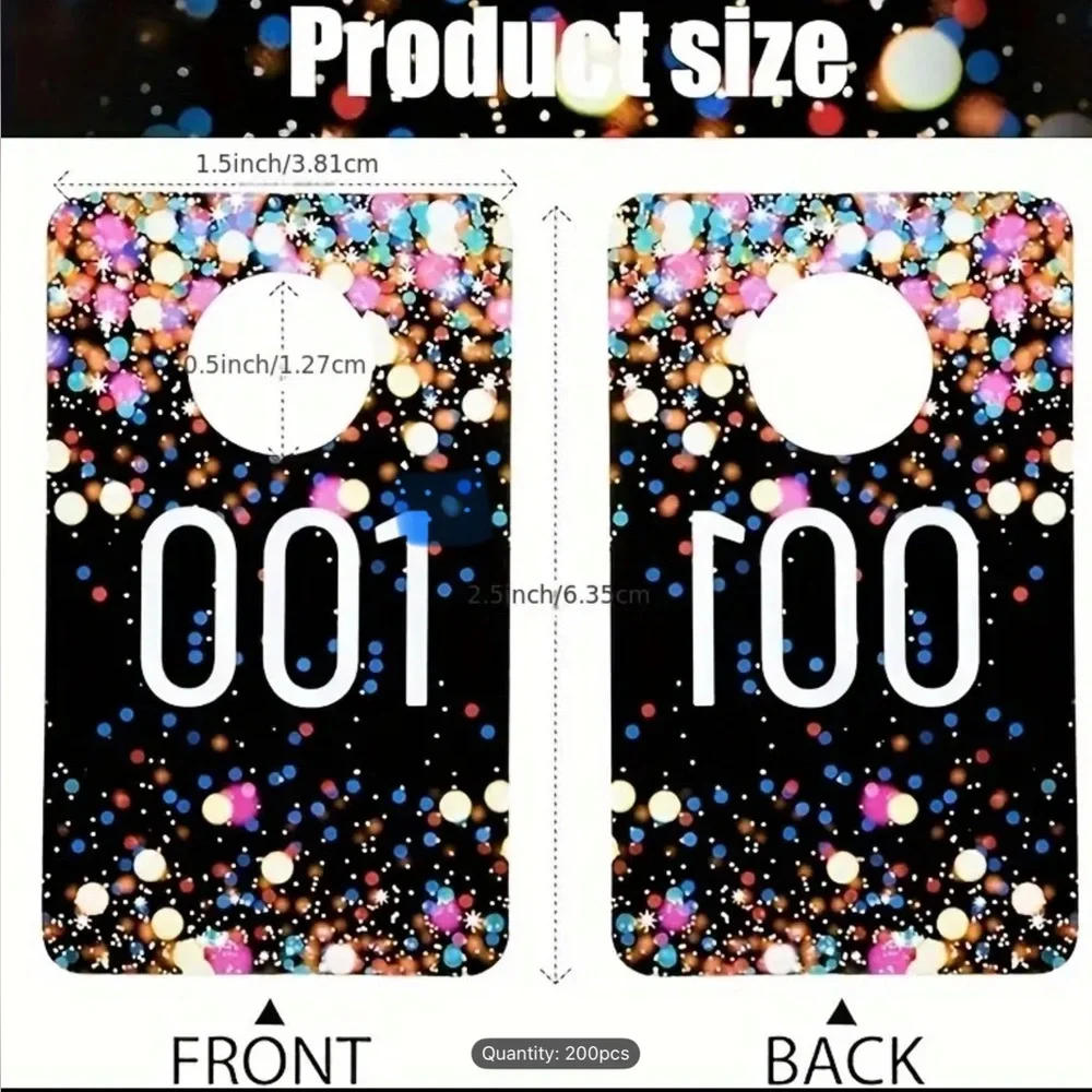 400pc Inventory Number Tags COAT ROOM TAGSPLASTIC MIRROR IMAGE n transparent box
